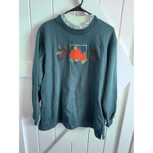 Bobbie Brooks Pumpkin Fall Turtle Neck Sweater Pullover Women's Large L Vintage